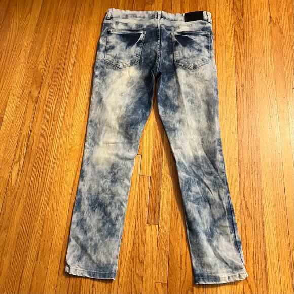 GS-115 Jeans Mens 36 Acid Wash Slim Distreased Street Blue pants - Picture 3 of 9